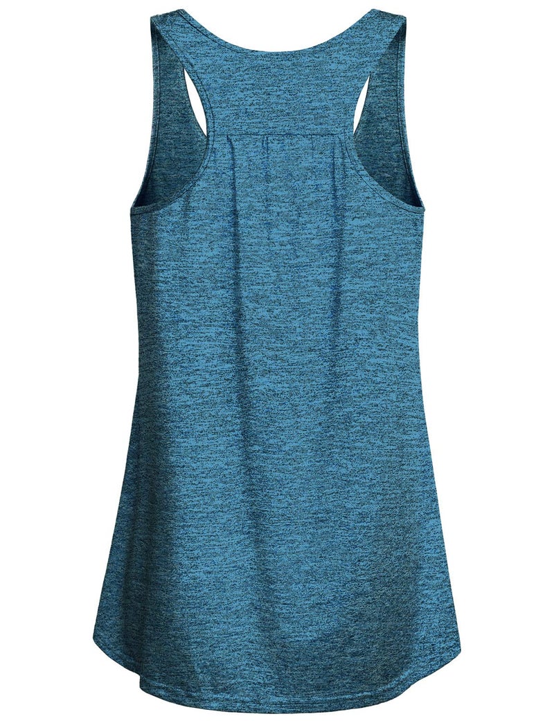 Miusey Plus Activewear Tank,Female Running Sporty Working Out Youth Summer Breezy Cozy Sleeveless Roomy Soft Surroundings Swingy Yoga Gym Tank Casual Fashionable Tops Ocean Blue XXL - Image 2